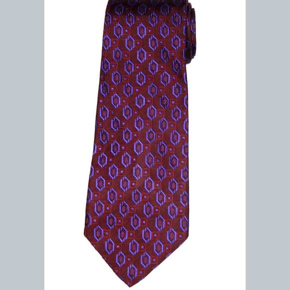 Robert Talbott Tie Hand Sewn Silk Red Purple Geometric Men's - Picture 1 of 2